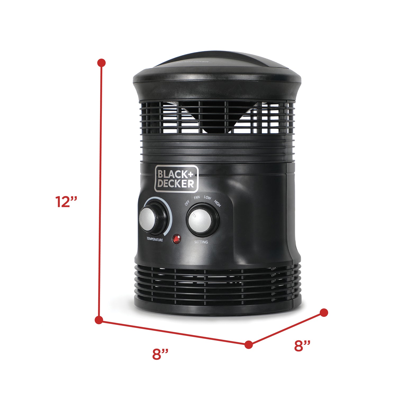 Black+Decker 360° Surround Portable Electric Heater and Fan, 1500/750 Watts/Fan Only, 5120 BTUs, Thermostat, Safety Features, 70.8-In. Cord