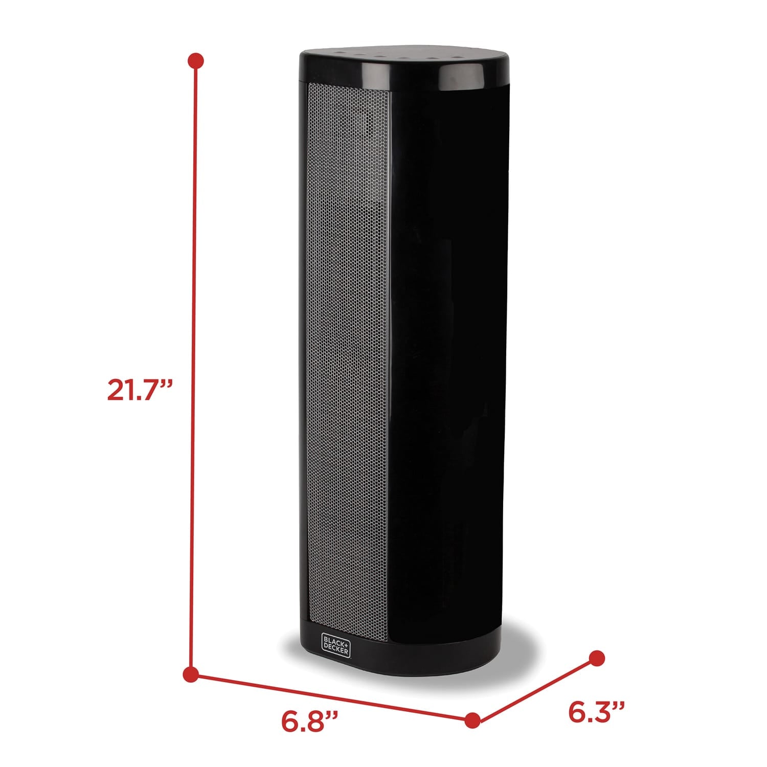 Black+Decker Oscillating Ceramic Tower Heater and Fan, 1500/900/ECO/Fan Only, 5120 BTUs, 60° Oscillation, Remote, 6-Ft. Cord