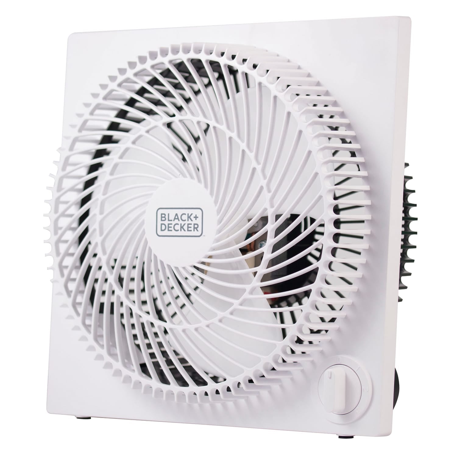 Black+Decker 9-In. 3-Speed Portable Frameless Tabletop Box Fan, BFB09, White
