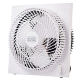 Black+Decker 9-In. 3-Speed Portable Frameless Tabletop Box Fan, BFB09, White