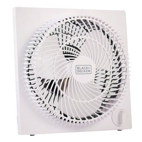 Black+Decker 9-In. 3-Speed Portable Frameless Tabletop Box Fan, BFB09, White