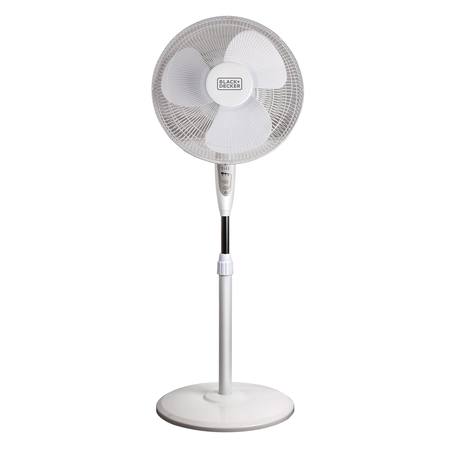 Black+Decker 16-In. 3-Speed Oscillating Stand Fan with Remote, White, BFSR16