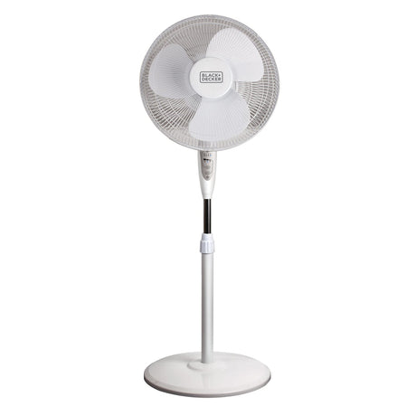 Black+Decker 16-In. 3-Speed Oscillating Stand Fan with Remote, White, BFSR16