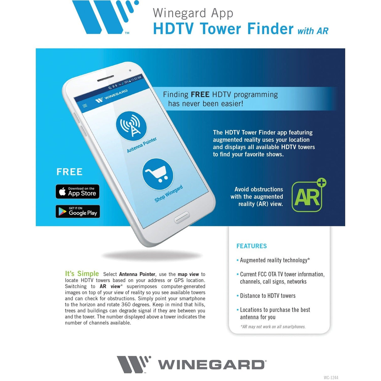 Winegard FlatWave FL-1000 Nonamplified Ultrathin Indoor HD Antenna