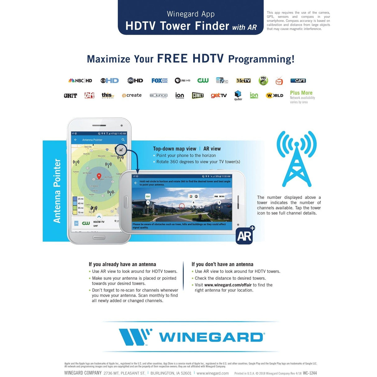 Winegard FlatWave FL-1000 Nonamplified Ultrathin Indoor HD Antenna