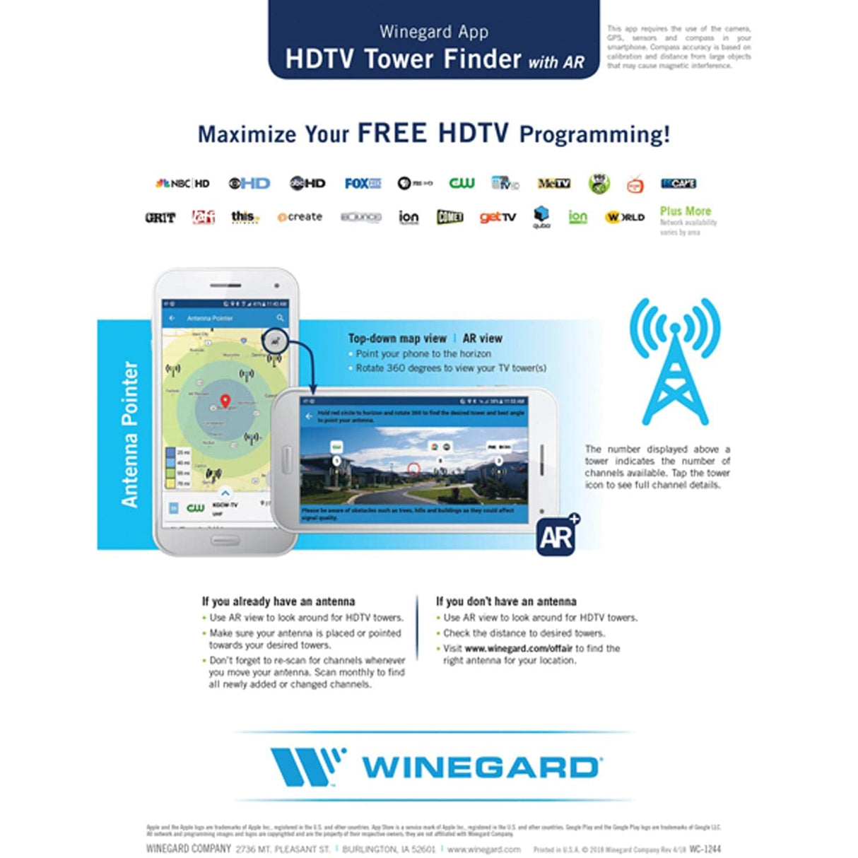 Winegard FlatWave FL5500A Amplified HDTV Indoor Antenna