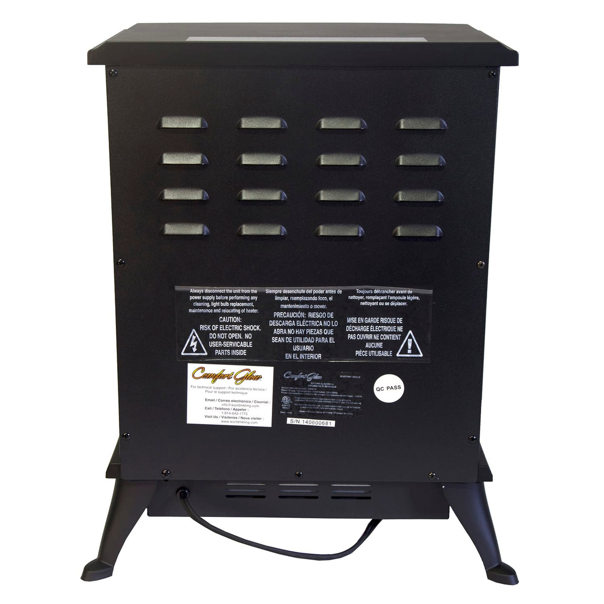 Comfort Glow Ashton Freestanding Portable Electric Fireplace Stove Heater with Blower, 1500/750 Watts, 4800 BTUs, 3D Flame Effect, 6-Ft. Cord