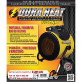 Dura Heat Portable Electric Workspace Heater and Fan Combo, 1500 Watts, High/Fan Only, 5120 BTUs, Thermostat, Adjustable Stand, Handle, 6-Ft. Cord