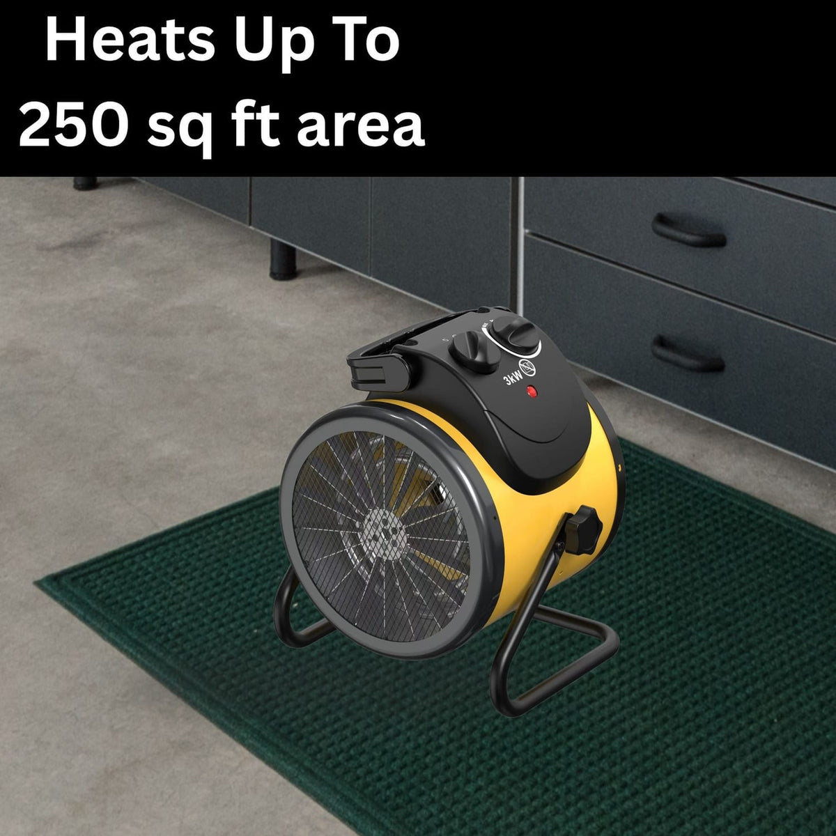 Dura Heat Portable Electric Workspace Heater and Fan Combo, 1500 Watts, High/Fan Only, 5120 BTUs, Thermostat, Adjustable Stand, Handle, 6-Ft. Cord