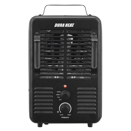 Dura Heat 1500-Watt-Max Portable Milkhouse-Style Heater and Fan, with Thermostat and Anti-Freeze Setting, Black, EUH343