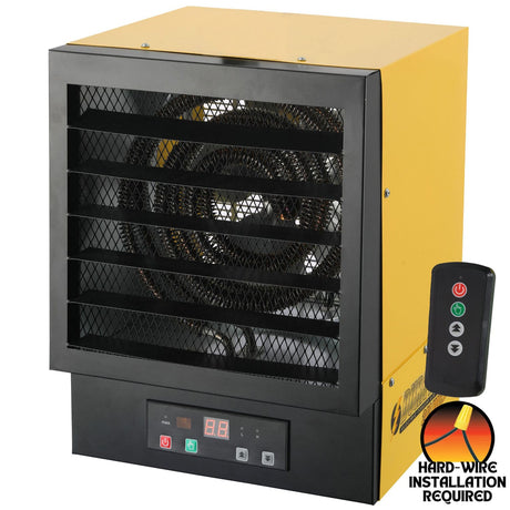 Dura Heat 240-Volt Hardwired Electric Forced-Air Garage Heater, 10000 Watts, 34120 BTUs, Mounting Kit, Remote with Adjustable Thermostat and ECO