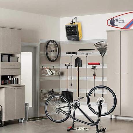 Dura Heat 240-Volt Hardwired Electric Forced-Air Garage Heater, 10000 Watts, 34120 BTUs, Mounting Kit, Remote with Adjustable Thermostat and ECO