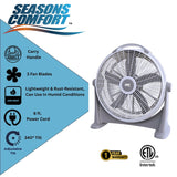 Seasons Comfort FHV120 20-In. 3-Speed High-Velocity Heavy-Duty Air-Circulator Floor Fan with 340° Tilting Head