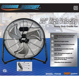 Seasons Comfort 20-In. 3-Speed High-Velocity Heavy-Duty Floor Fan, FHV20, Black