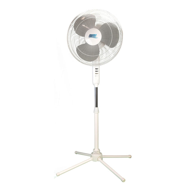 Seasons Comfort 16-In. 3-Speed Oscillating Fan with Pedestal Base, FPD16, White