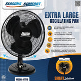 Seasons Comfort 16-In. 3-Speed Oscillating Table Fan, FTT16, Black