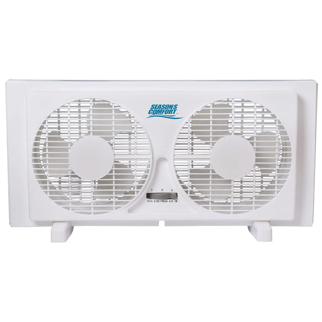 Seasons Comfort 9-In. 2-Speed Reversible Twin Window Fan, FWT9, White