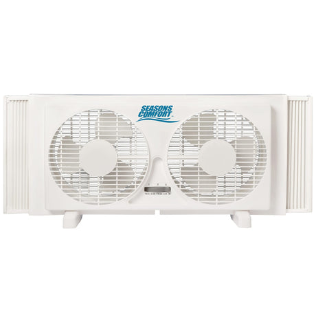 Seasons Comfort 9-In. 2-Speed Reversible Twin Window Fan, FWT9, White