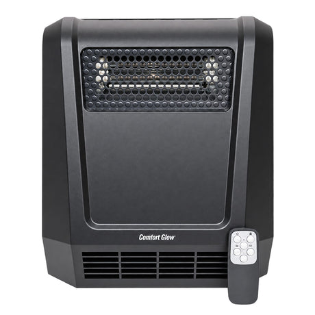 Comfort Glow Portable Electric Forced-Air Infrared Quartz Heater, 1500/750/ECO, 5120 BTUs, 4 Elements, Safety Features, Timer, Remote, 6-Ft. Cord