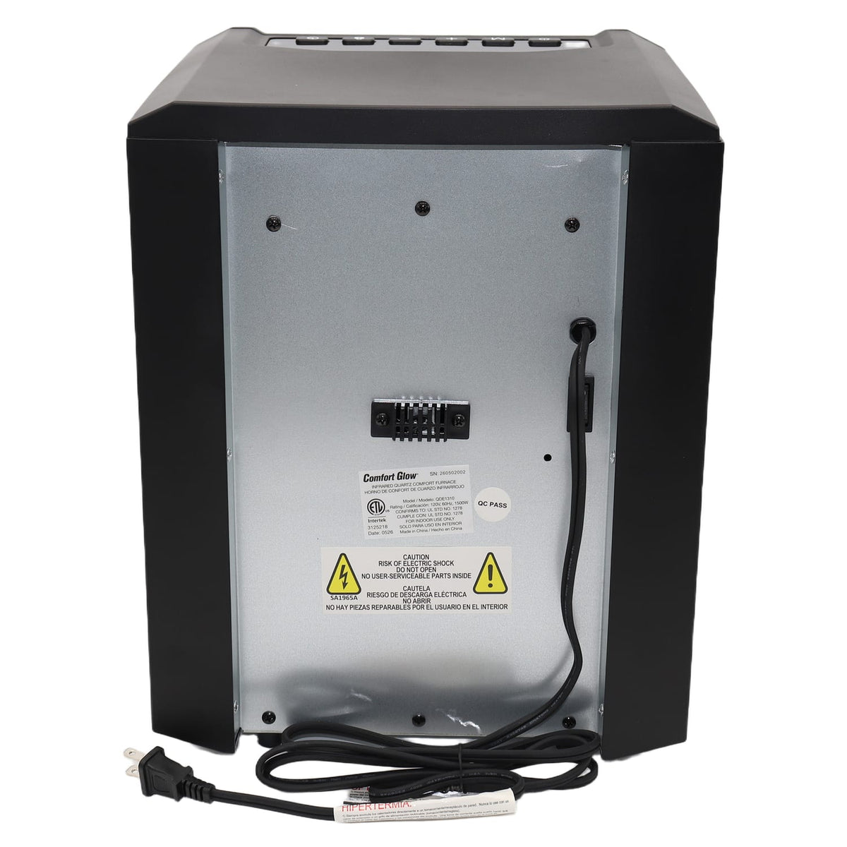 Comfort Glow Portable Electric Forced-Air Infrared Quartz Heater, 1500/750/ECO, 5120 BTUs, 4 Elements, Safety Features, Timer, Remote, 6-Ft. Cord