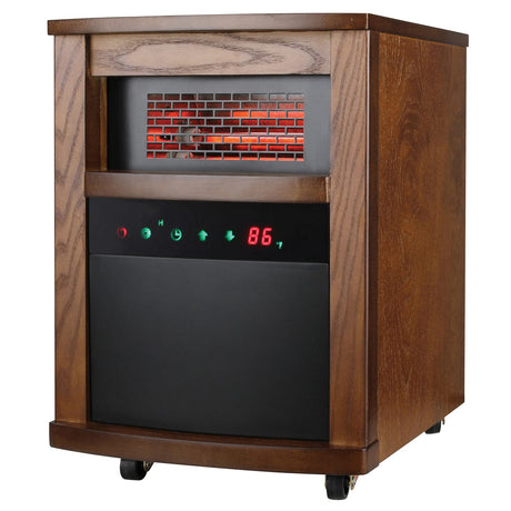Comfort Glow Portable Electric Cabinet Forced-Air Infrared Quartz Space Heater, 1500/750/ECO Watts, 5120 BTU, Thermostat, Timer, Remote, 6-Ft. Cord