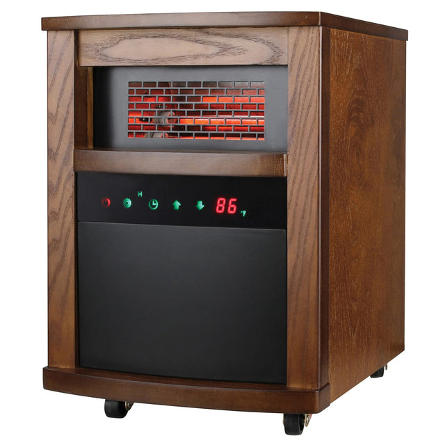 Comfort Glow Portable Electric Cabinet Forced-Air Infrared Quartz Space Heater, 1500/750/ECO Watts, 5120 BTU, Thermostat, Timer, Remote, 6-Ft. Cord