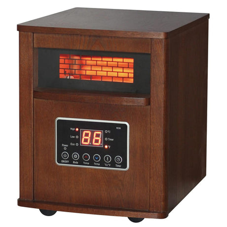Comfort Glow Portable Electric Cabinet Forced-Air Infrared Quartz Heater, 1500/750/ECO, 5120 BTUs, 6 Elements, LED Display, Remote, 6-Ft. Cord