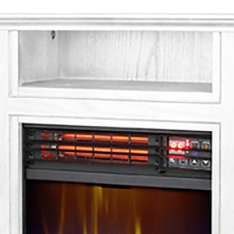 Comfort Glow Mobile Electric Quartz Fireplace Heater with Blower, 1500 Watts, 5120 BTUs, Tri-Color Flame Effect, Remote, 6-Ft. Cord, White