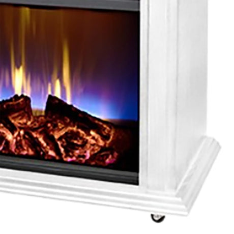 Comfort Glow Mobile Electric Quartz Fireplace Heater with Blower, 1500 Watts, 5120 BTUs, Tri-Color Flame Effect, Remote, 6-Ft. Cord, White