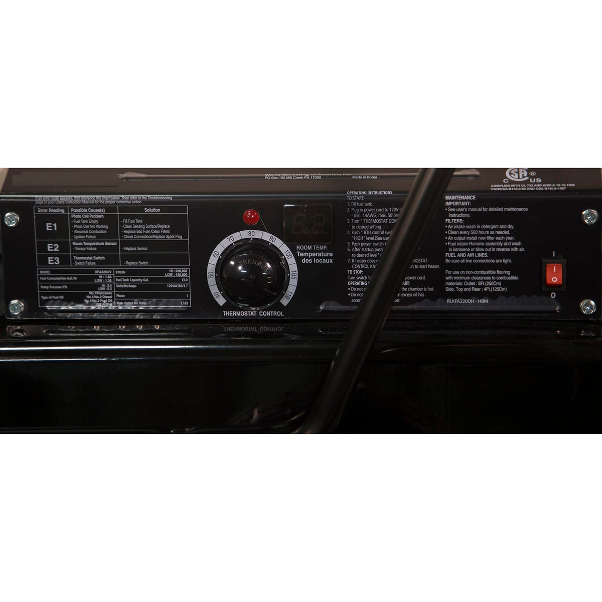 Reddy Heater Portable Forced-Air Kerosene/Multi-Fuel Heater, 220000 BTUs, 650 CFM, 13-Gallon Tank, Dual Heat Controls, Electronic Start, Fuel Gauge