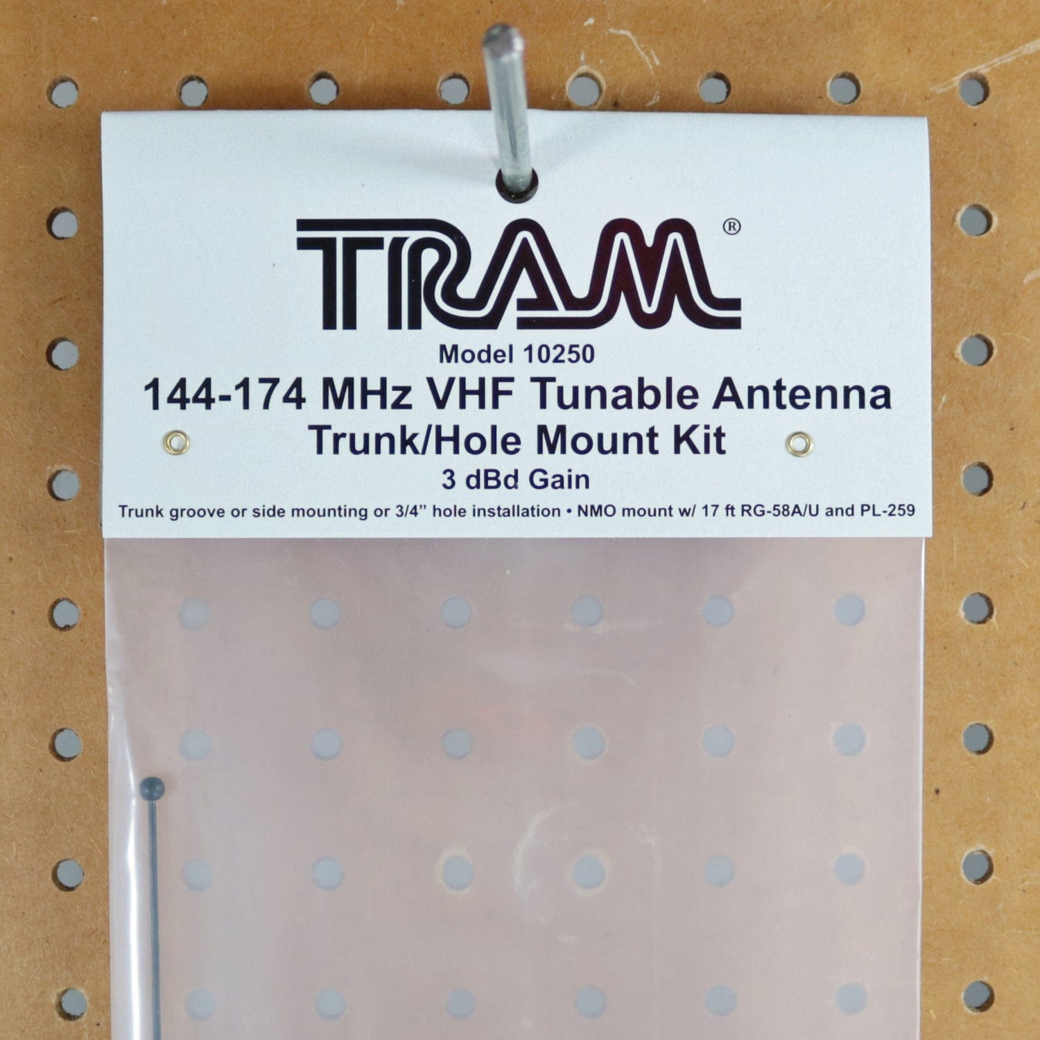 Tram Tunable 144MHz–174MHz Tunable VHF 3dBd Gain Trunk or Hole Mount Antenna Kit with PL-259 Connector