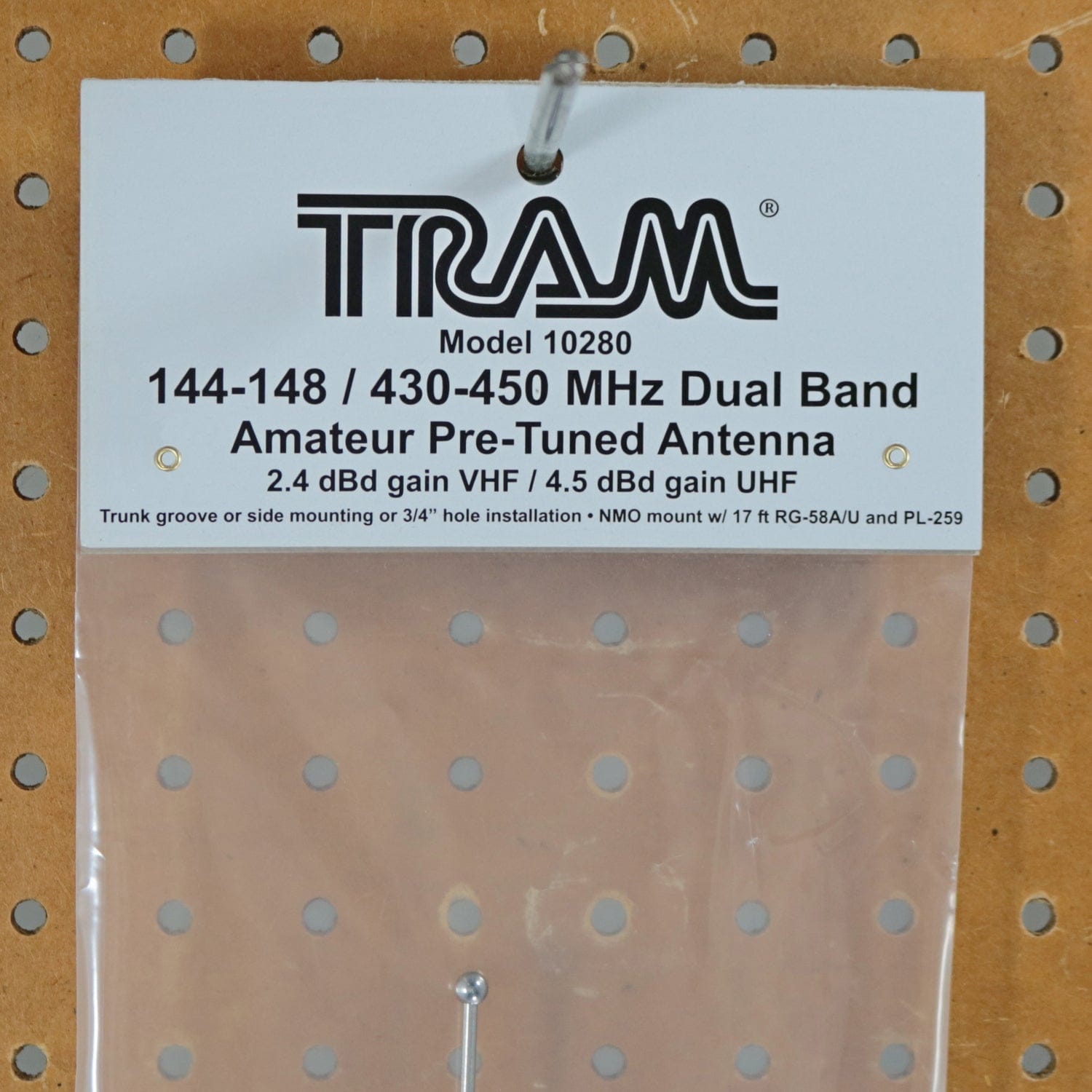 Tram Pre-Tuned 144MHz–148MHz VHF/430MHz–450MHz UHF Dual-Band Amateur Trunk or Hole Mount Antenna Kit with PL-259 Connector