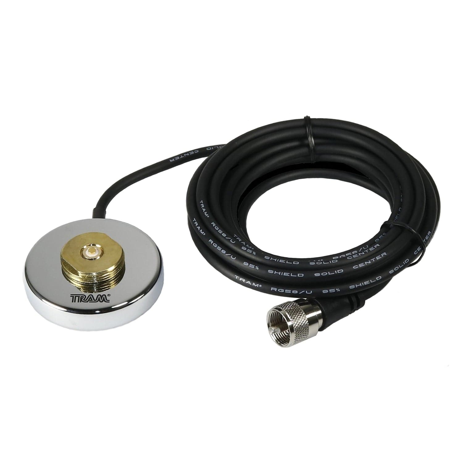Tram UHF Strong 2-1/2-In. NMO Magnet Mount for High Frequencies, 12-Ft. Cable with PL-259 Connector, Chrome