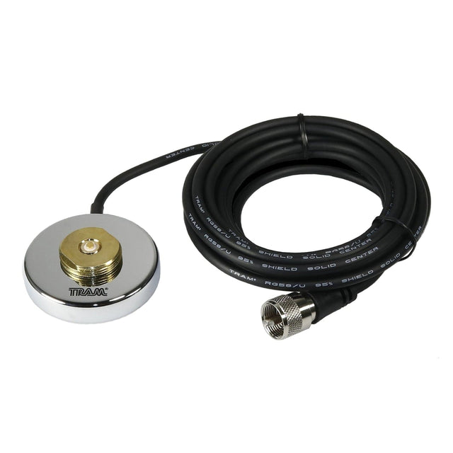 Tram UHF Strong 2-1/2-In. NMO Magnet Mount for High Frequencies, 12-Ft. Cable with PL-259 Connector, Chrome
