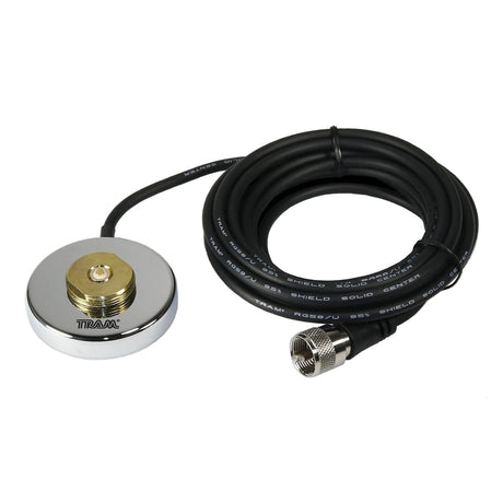 Tram UHF Strong 2-1/2-In. NMO Magnet Mount for High Frequencies, 12-Ft. Cable with PL-259 Connector, Chrome