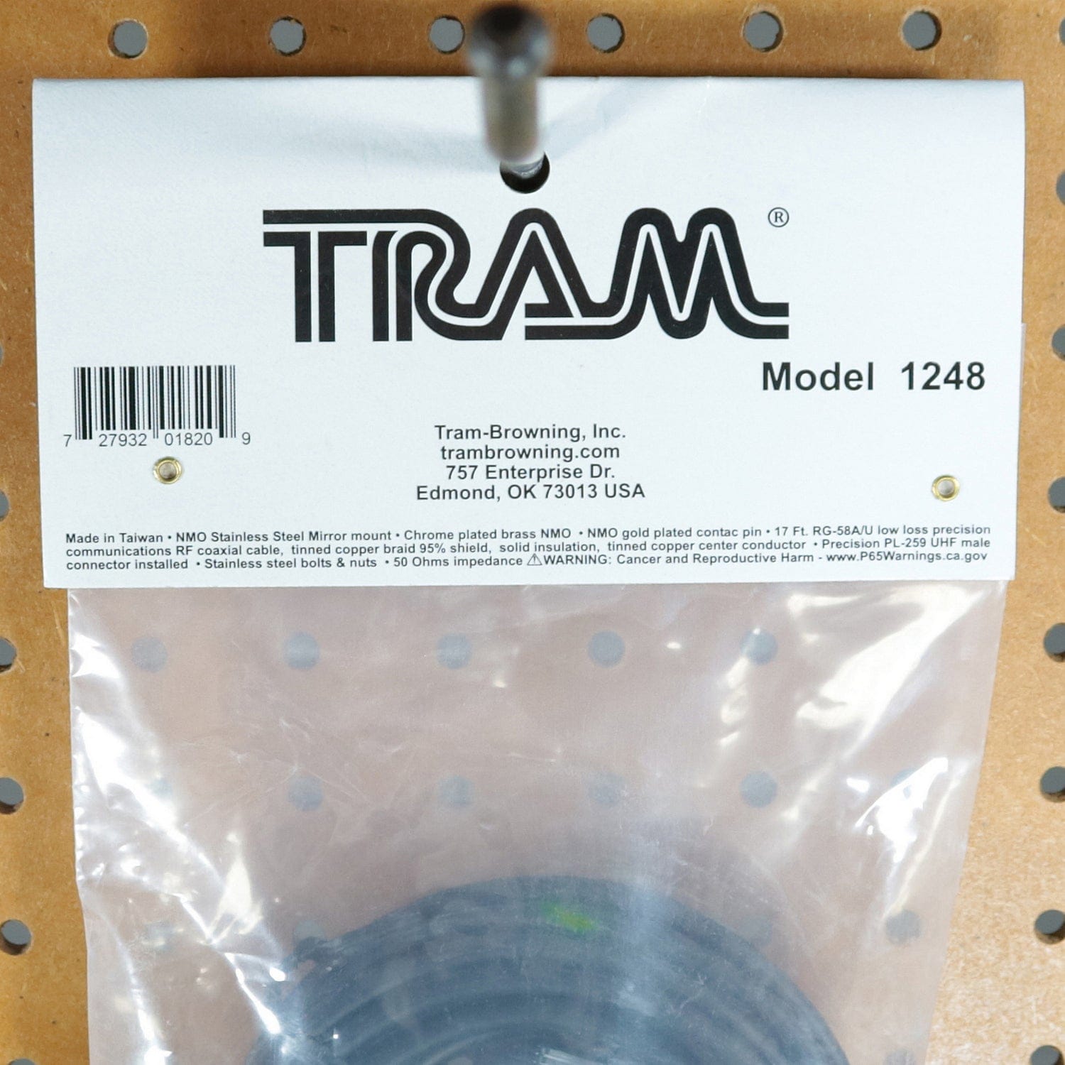 Tram Stainless Steel Double-Groove NMO Mirror Mount with 17-Ft. Cable and PL-259 Connector