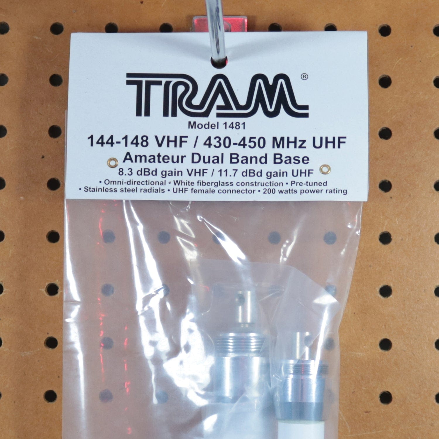 Tram 200-Watt Dual-Band 3-Section Fiberglass Base Antenna with 50-Ohm UHF SO-239 Connector, 17-Ft. Tall, White