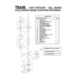Tram 200-Watt Dual-Band 3-Section Fiberglass Base Antenna with 50-Ohm UHF SO-239 Connector, 17-Ft. Tall, White