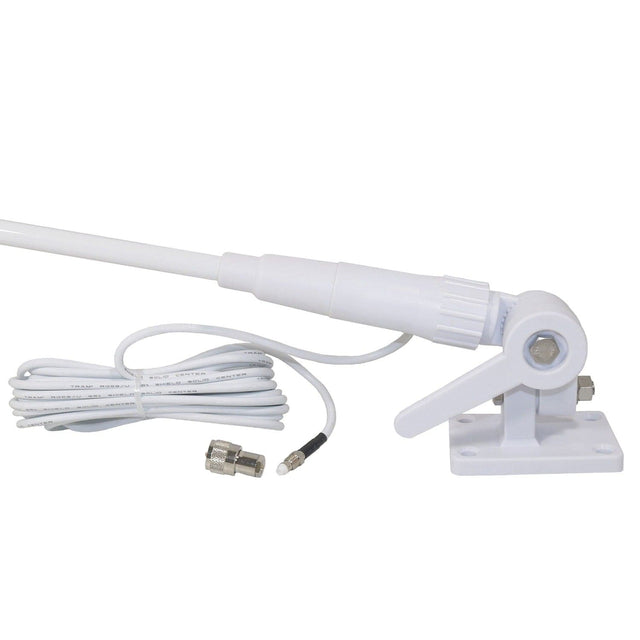 Tram Pretuned VHF 3-dBd-Gain Marine Rachet-Mount 46-In. Fiberglass Antenna with RG58 Cable and FME-Female Connector with PL-259 Adapter