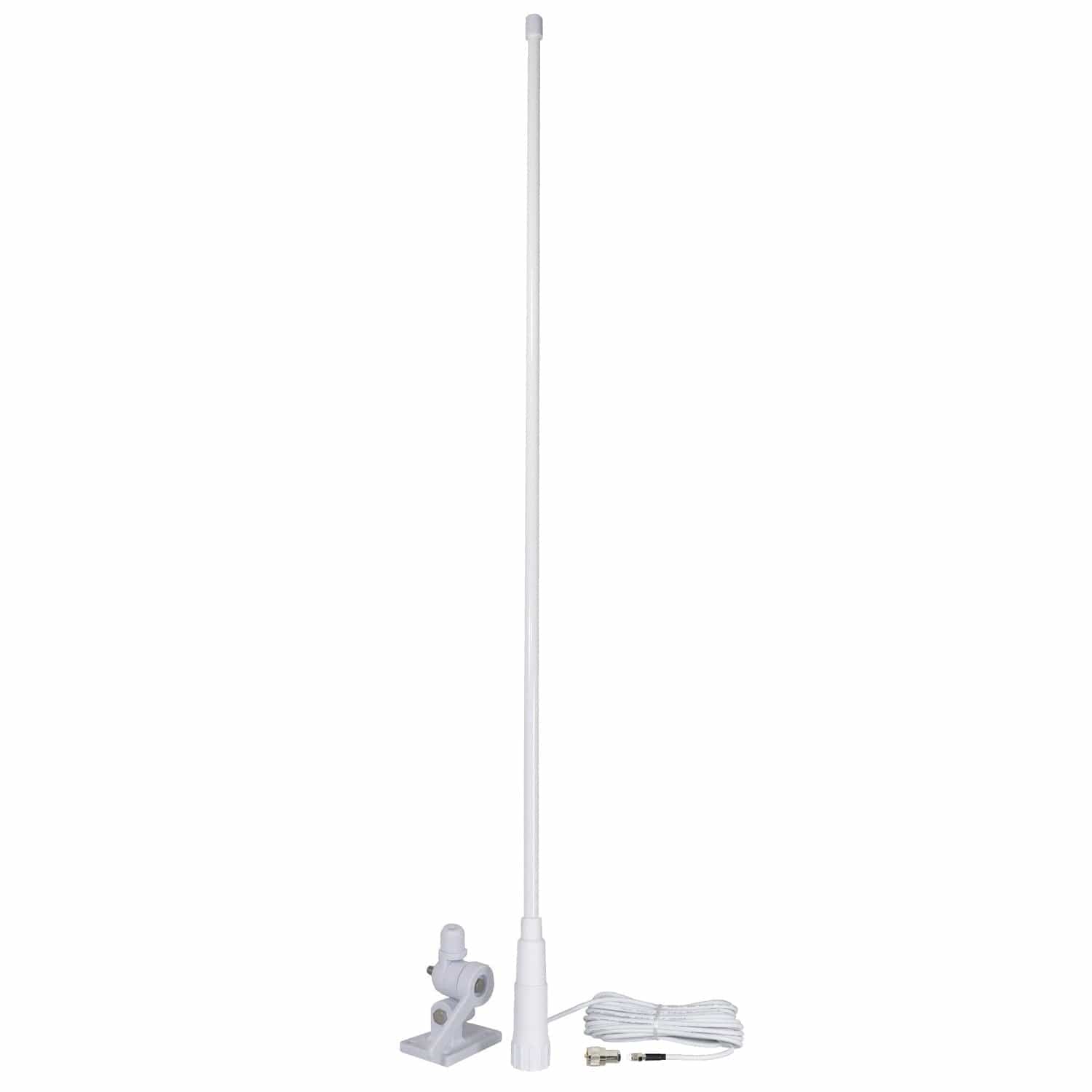 Tram Pretuned VHF 3-dBd-Gain Marine Rachet-Mount 46-In. Fiberglass Antenna with RG58 Cable and FME-Female Connector with PL-259 Adapter