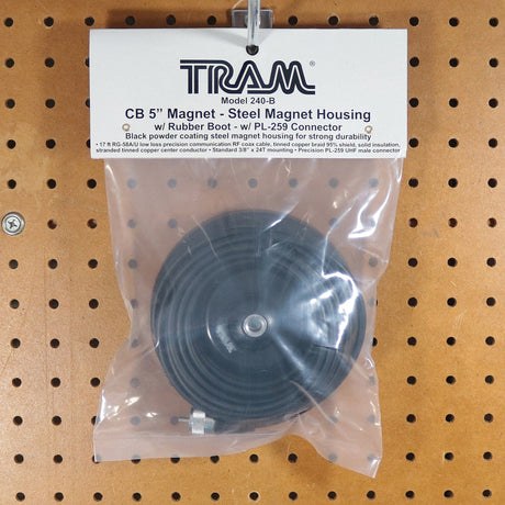 Tram 5-Inch Black Steel NMO Magnet Mount with RG58 Coaxial Cable and UHF PL-259 Connector