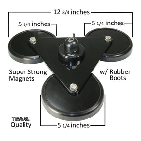 Tram 5-Inch Tri-Magnet CB Antenna Mount with Rubber Boots and 18-Foot RG58A/U Coaxial Cable