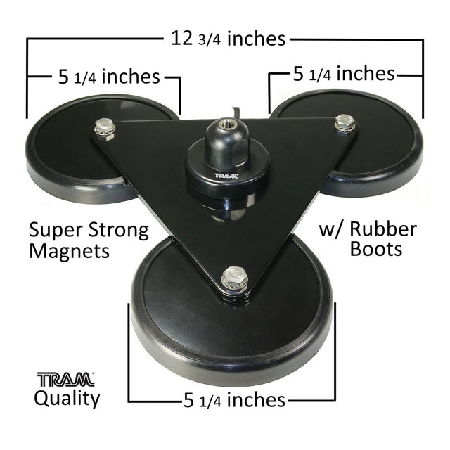 Tram 5-Inch Tri-Magnet CB Antenna Mount with Rubber Boots and 18-Foot RG58A/U Coaxial Cable