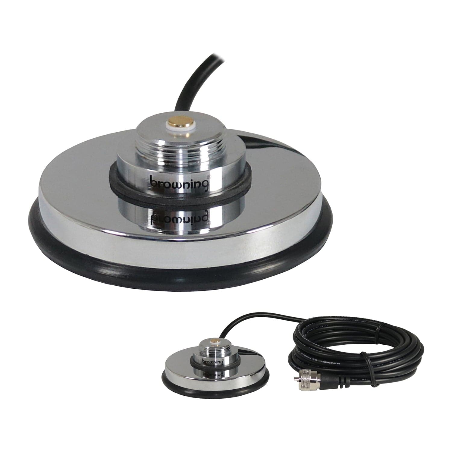 Browning 3-5/8-In. NMO Magnet Mount with Rubber Boot and Preinstalled UHF PL-259 Connector, Chrome