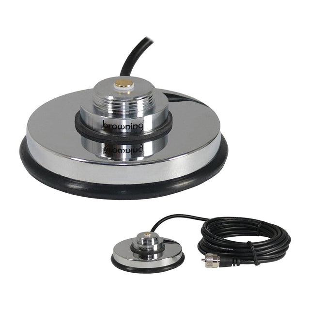Browning 3-5/8-In. NMO Magnet Mount with Rubber Boot and Preinstalled UHF PL-259 Connector, Chrome