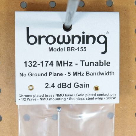 Browning 132 MHz to 174 MHz No Ground Plane VHF 2.4-dBd Gain 51-1/4-In. Tall Tunable NMO Antenna, 5-MHz Bandwidth, BR-155