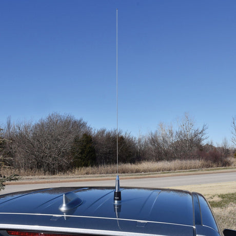 Browning 200-Watt Pretuned Wide-Band 144 MHz to 174 MHz 2.4-dBd-Gain VHF Silver Antenna with Spring and NMO Mounting, BR-158-S