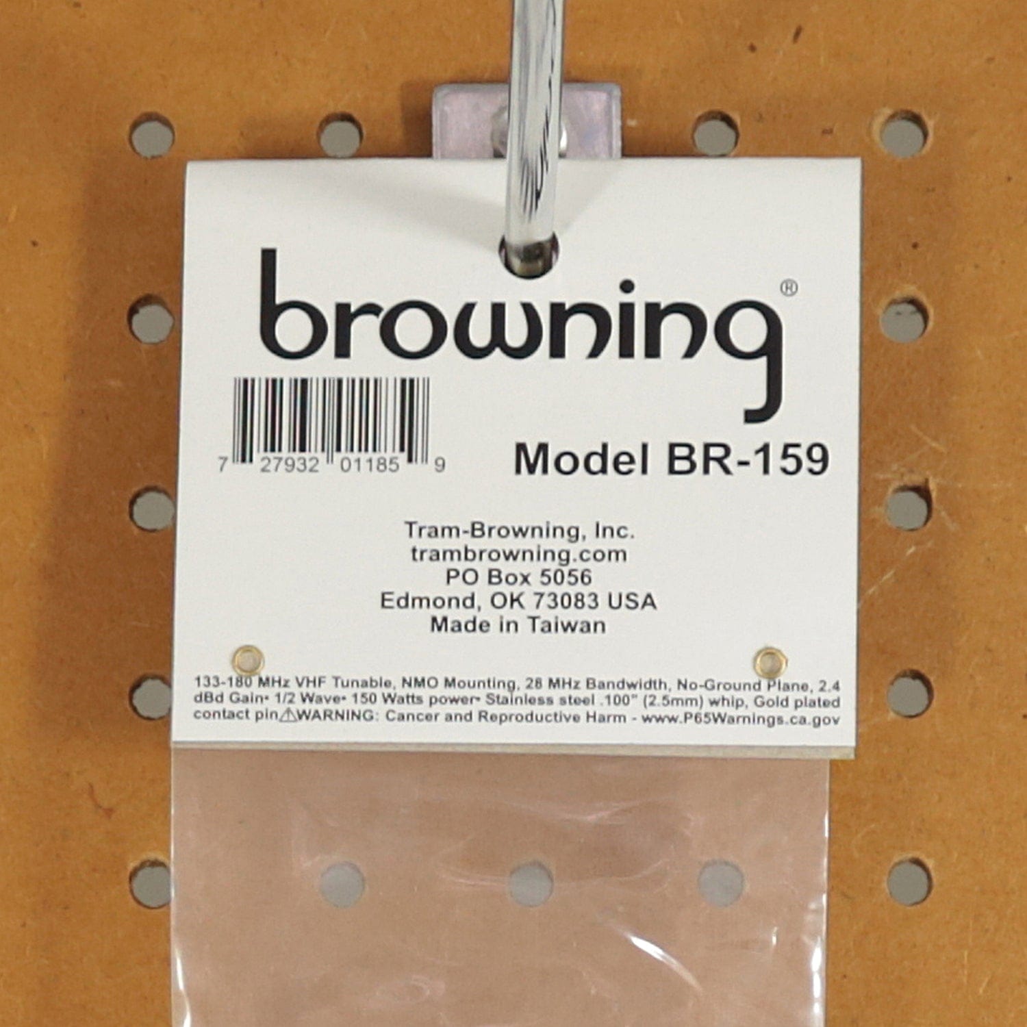 Browning 200-Watt 133 MHz to 180 MHz 2.4-dBd-Gain No Ground Plane VHF Antenna with NMO Mounting, BR-159