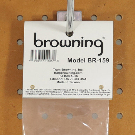 Browning 200-Watt 133 MHz to 180 MHz 2.4-dBd-Gain No Ground Plane VHF Antenna with NMO Mounting, BR-159