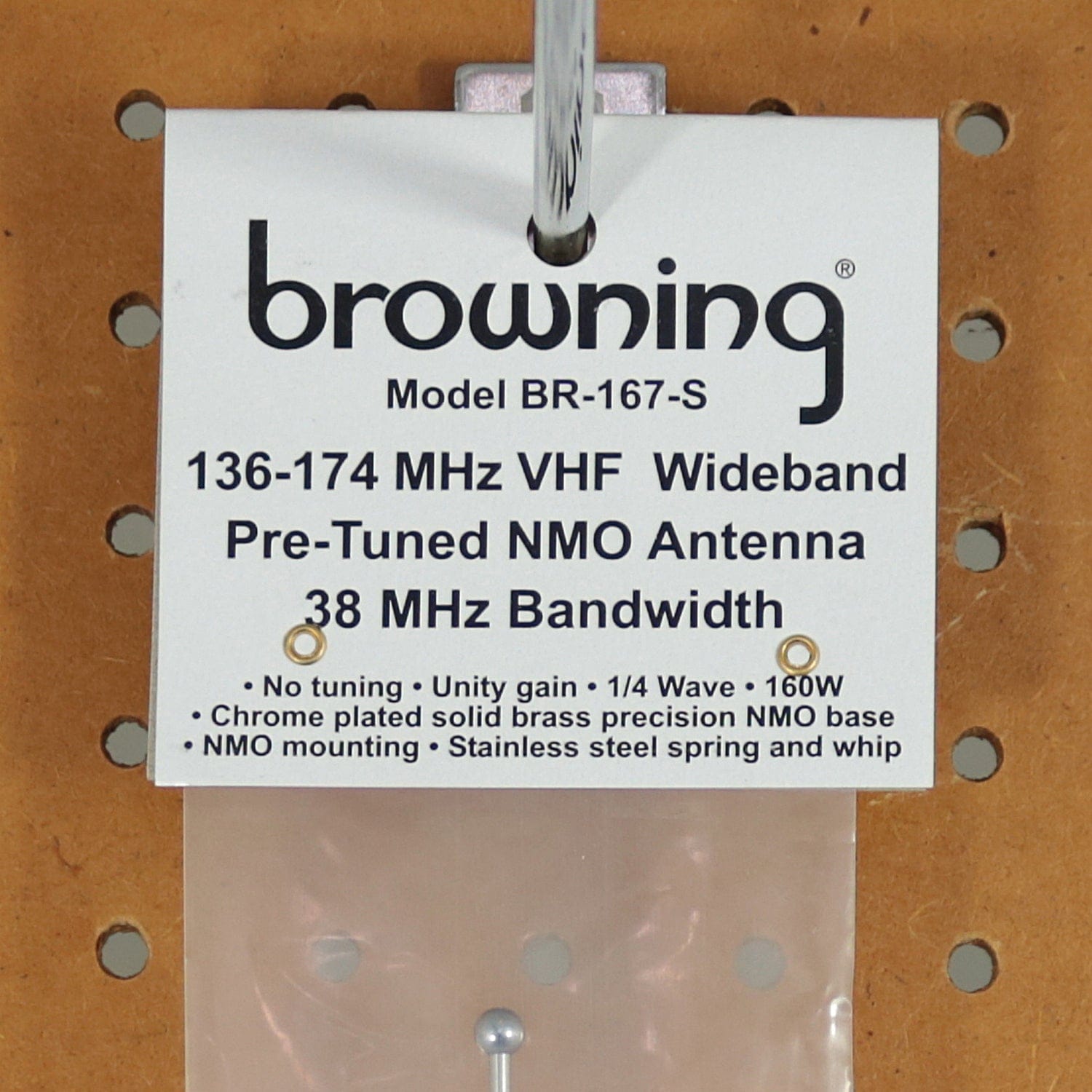 Browning 160-Watt Wide-Band 136 MHz to 174 MHz Unity-Gain Antenna with NMO Mounting, Stainless Steel